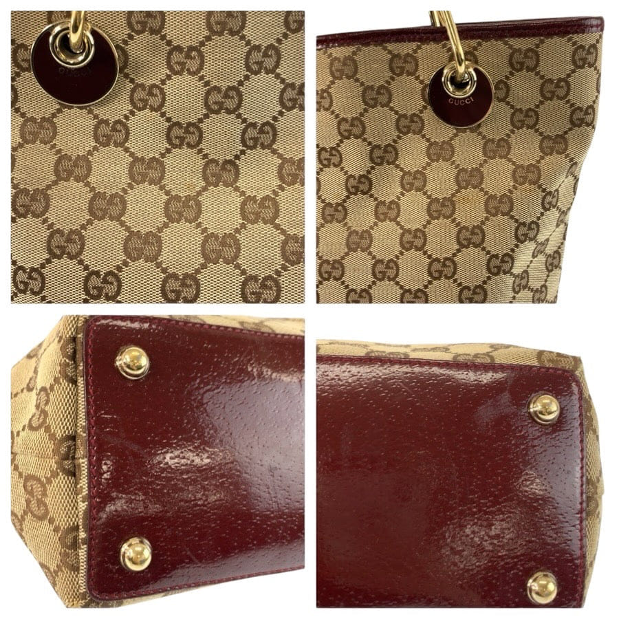 Gucci GG Canvas Leather Tote Shoulder Bag