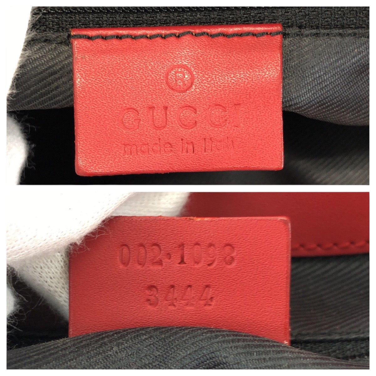 Gucci Beige Red GG Canvas Leather Tote Bag