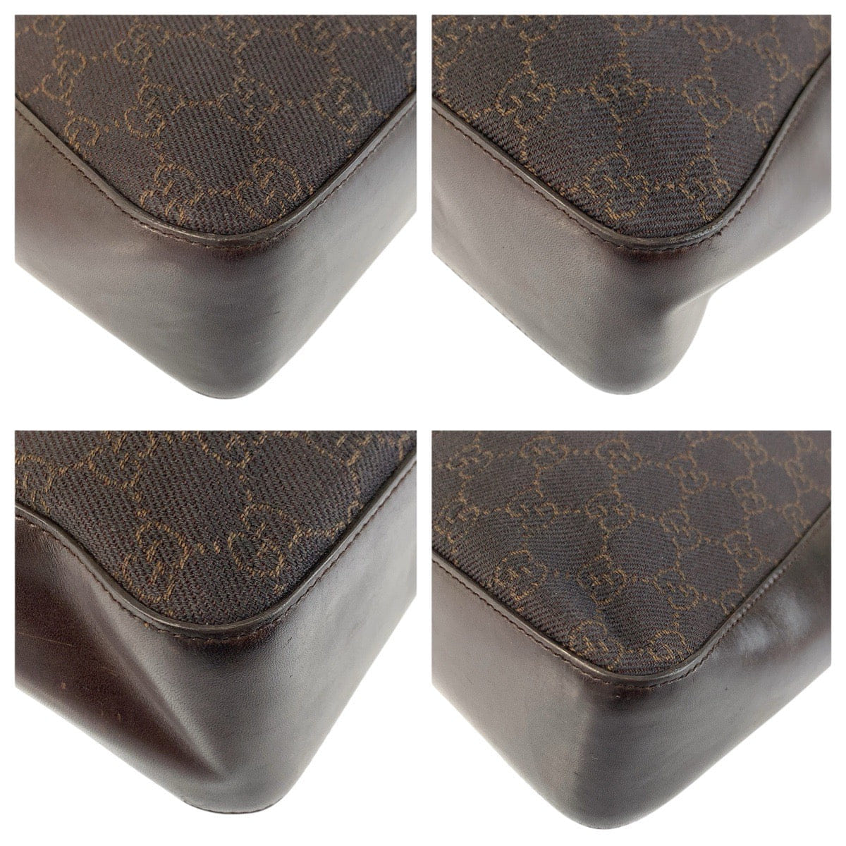 Gucci Brown GG Canvas Leather Tote Bag