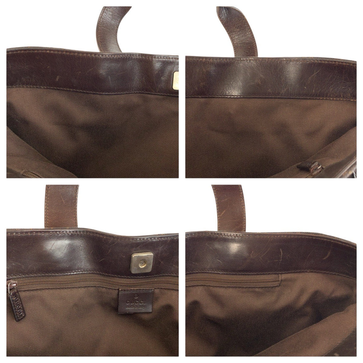 Gucci Brown GG Canvas Leather Tote Bag