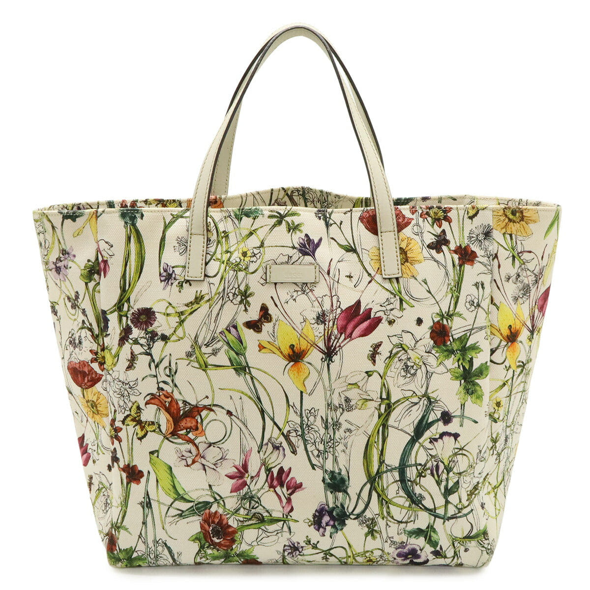 Gucci Flora Canvas Leather Tote Bag