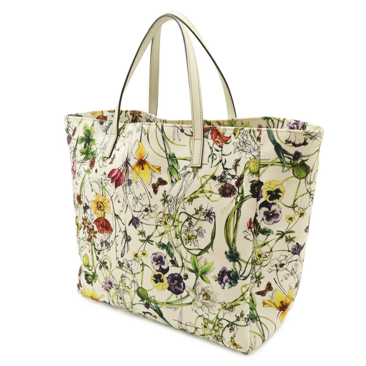 Gucci Flora Canvas Leather Tote Bag