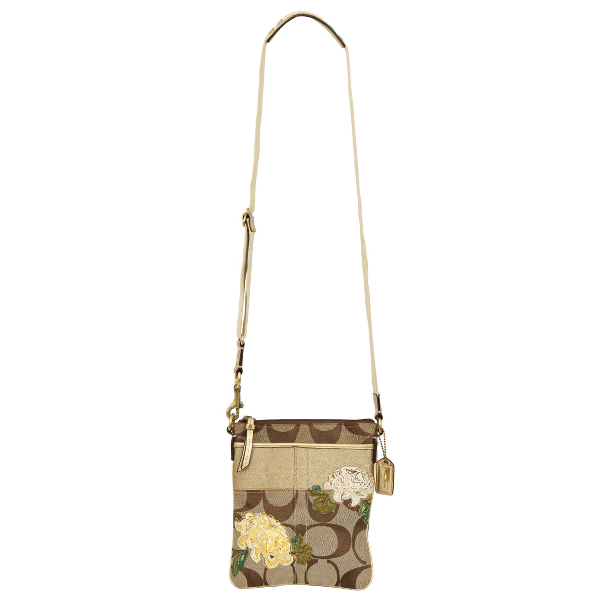 COACH MONOGRAM FLOWER APPLIQUE CROSSBODY HANDBAG