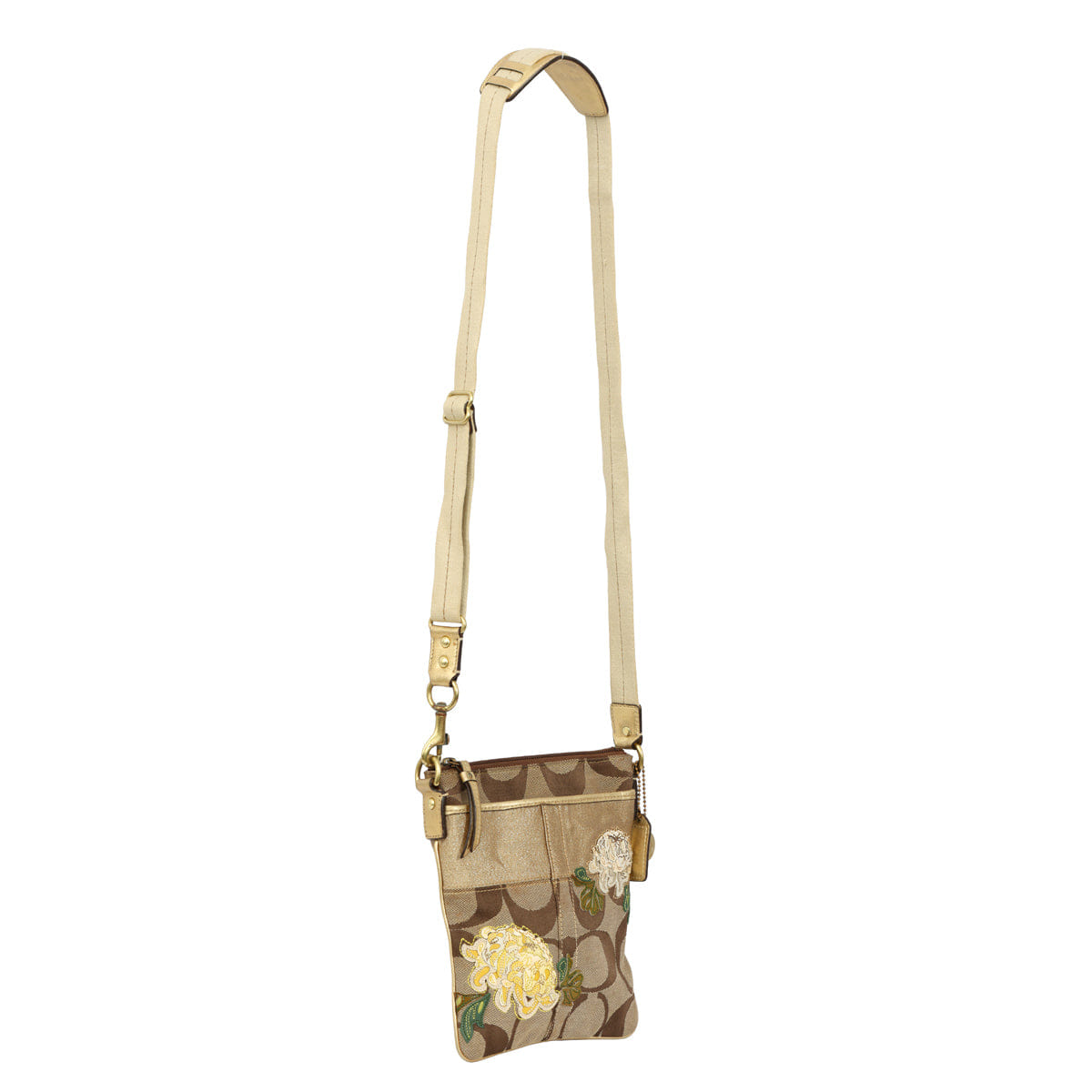 COACH MONOGRAM FLOWER APPLIQUE CROSSBODY HANDBAG