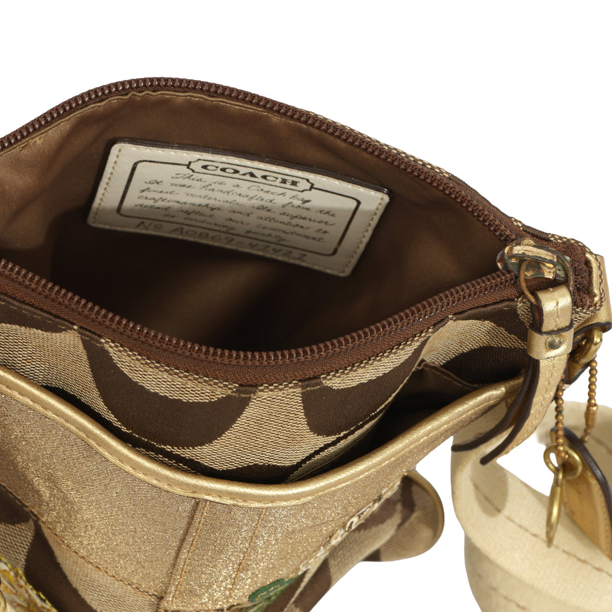 COACH MONOGRAM FLOWER APPLIQUE CROSSBODY HANDBAG