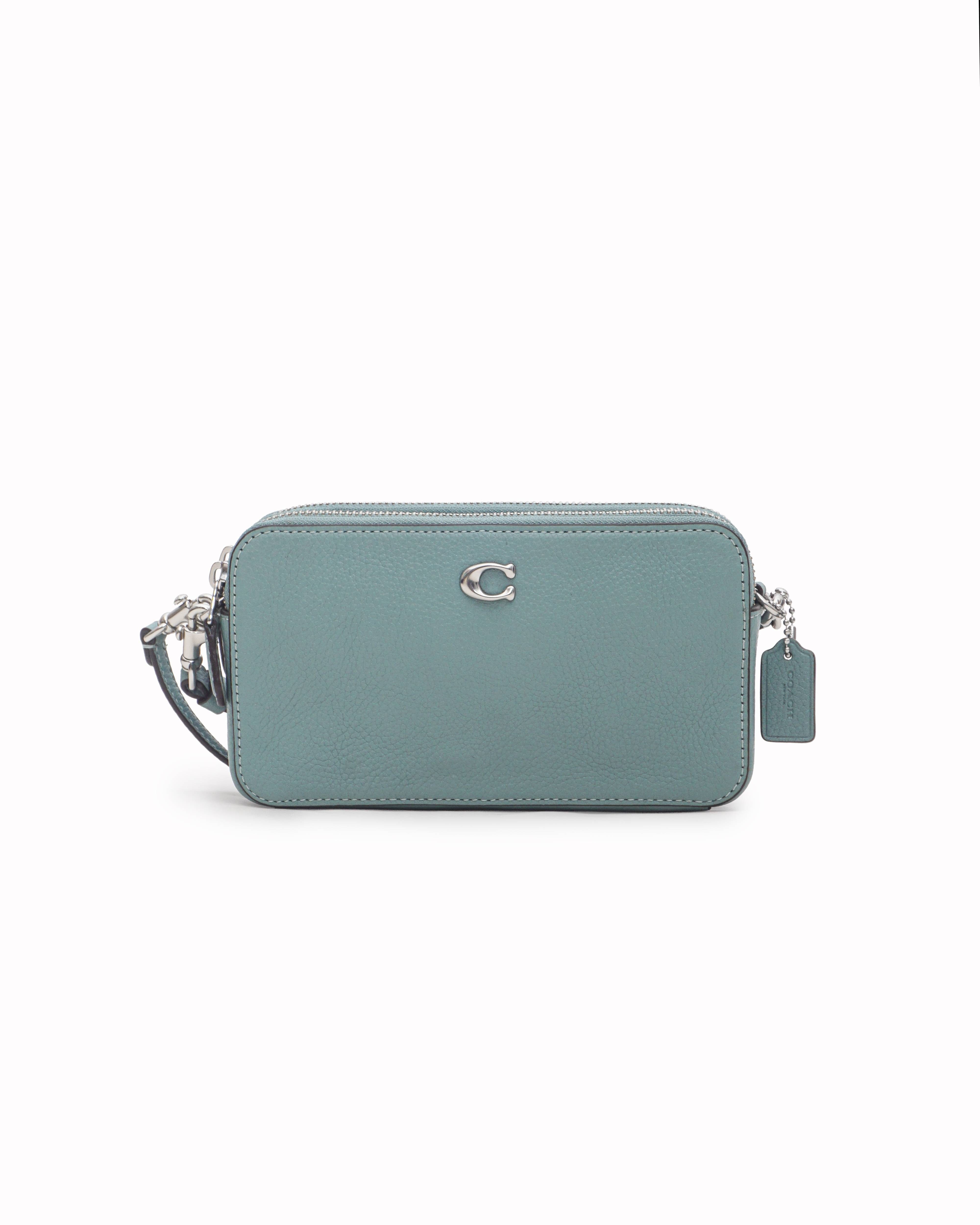 Coach Aquamarine Green Pebbled Leather Kira Crossbody Pouch