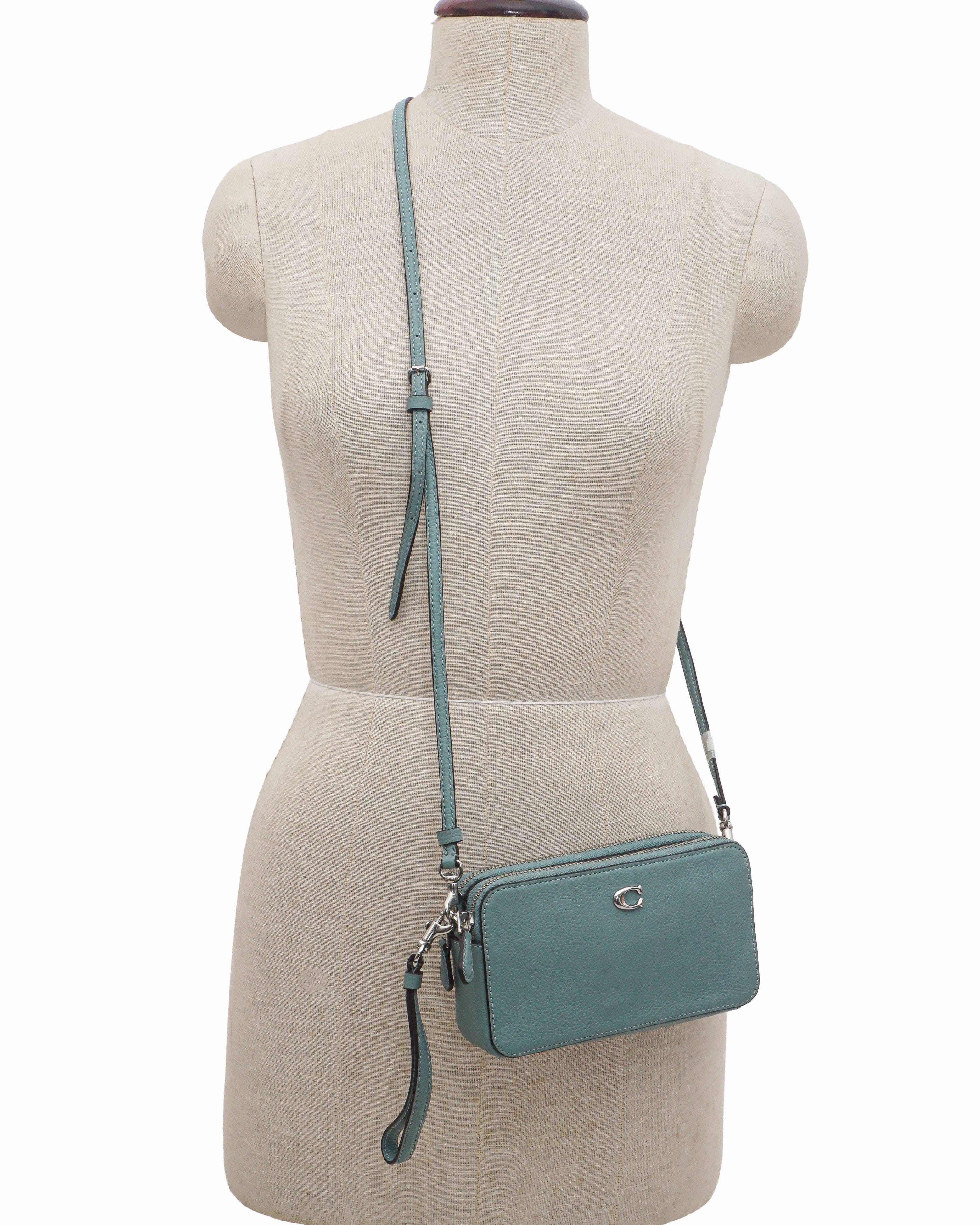 Coach Aquamarine Green Pebbled Leather Kira Crossbody Pouch