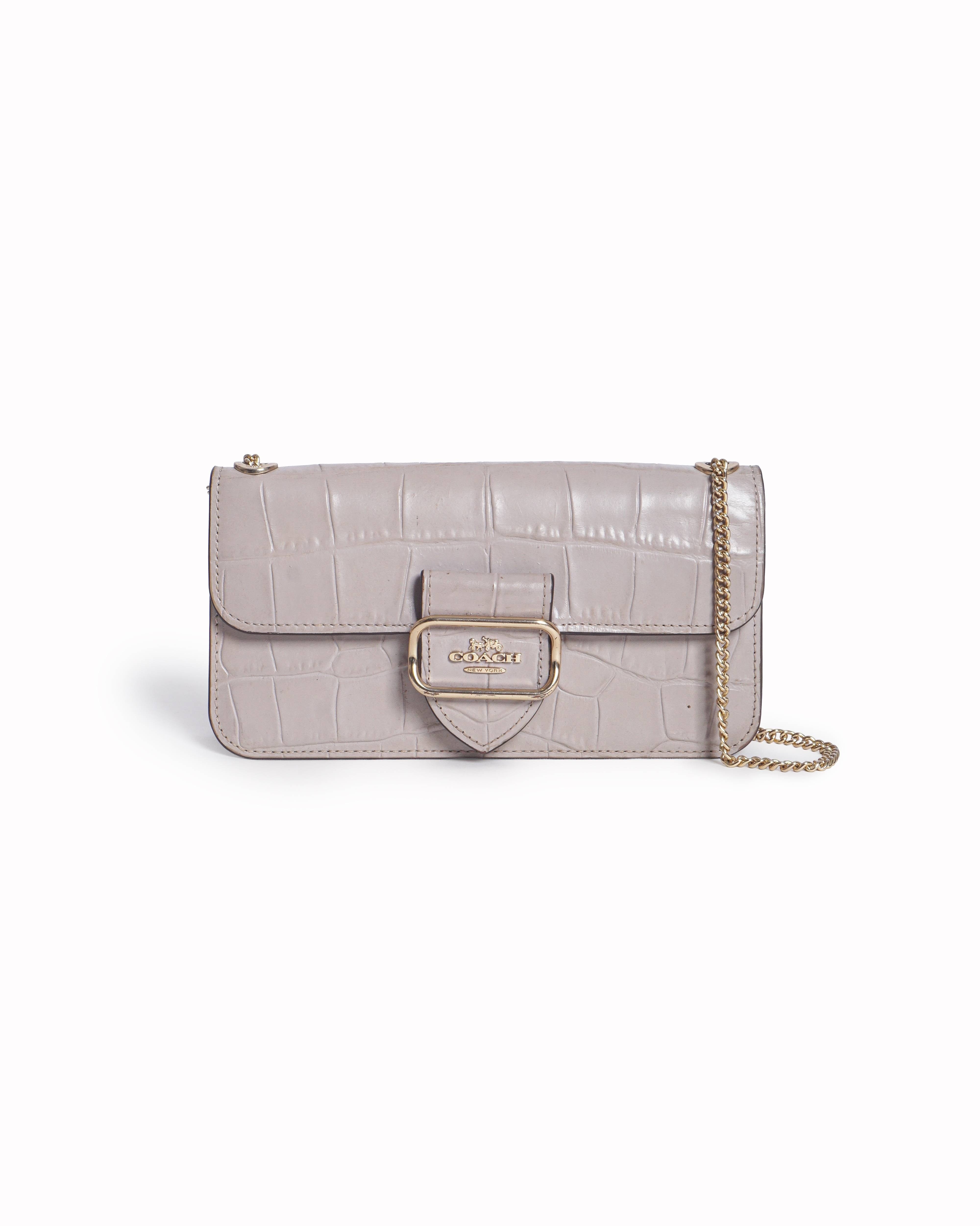 Coach Morgan Grey Croc - Embossed Leather Crossbody Bag