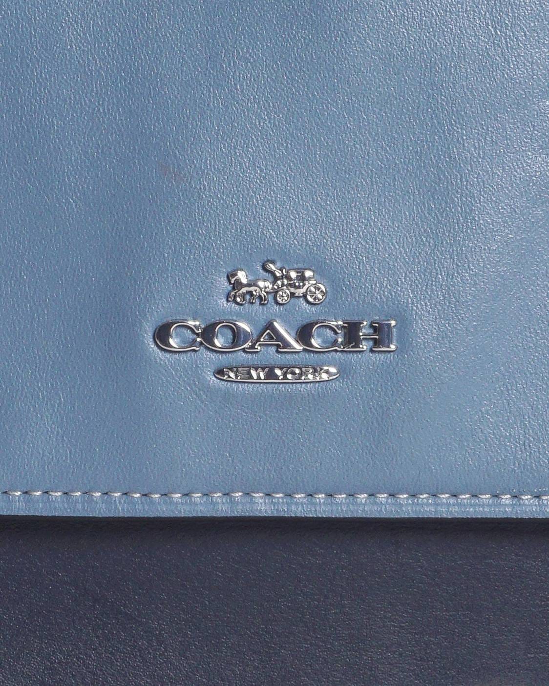 Coach Slate Blue & Black Colorblock Snake - Embossed Chain Crossbody Bag