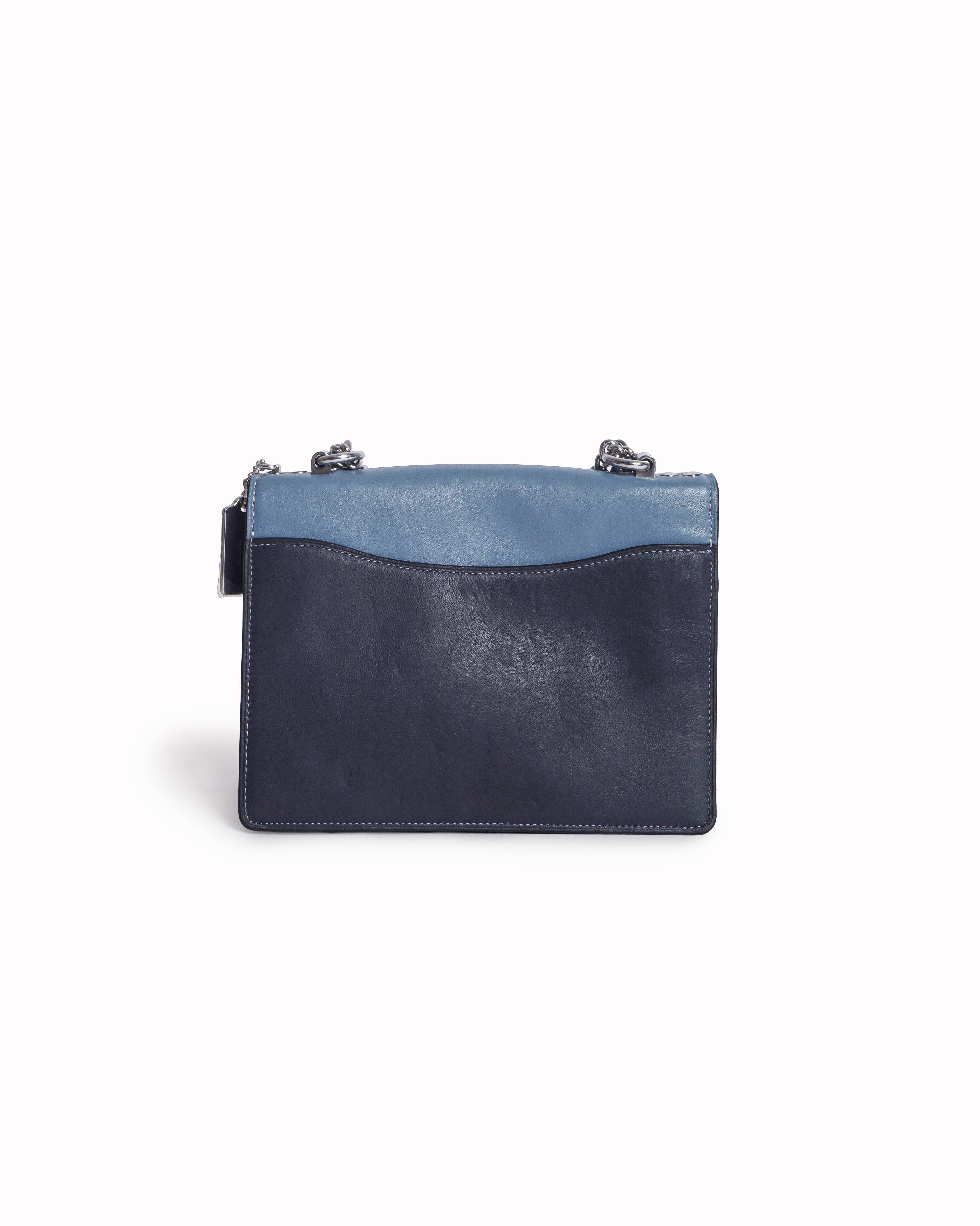 Coach Slate Blue & Black Colorblock Snake - Embossed Chain Crossbody Bag