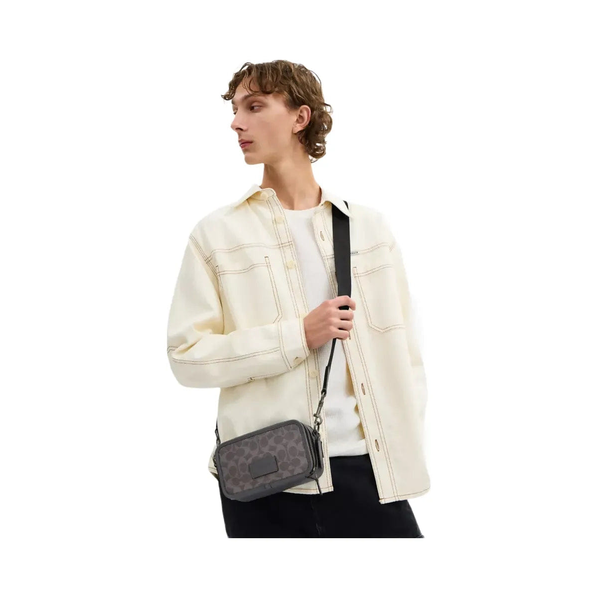 Coach Wyatt Crossbody Bag In Signature Canvas in Gunmetal Grey Charcoal