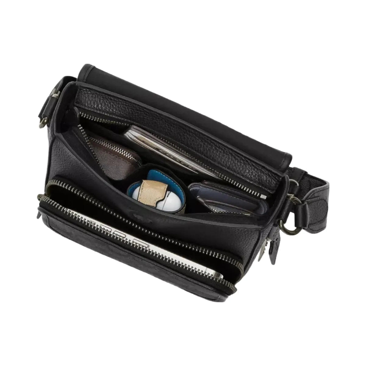 Coach Sullivan Flap Crossbody Bag In Signature Canvas in Gunmetal Tan Black
