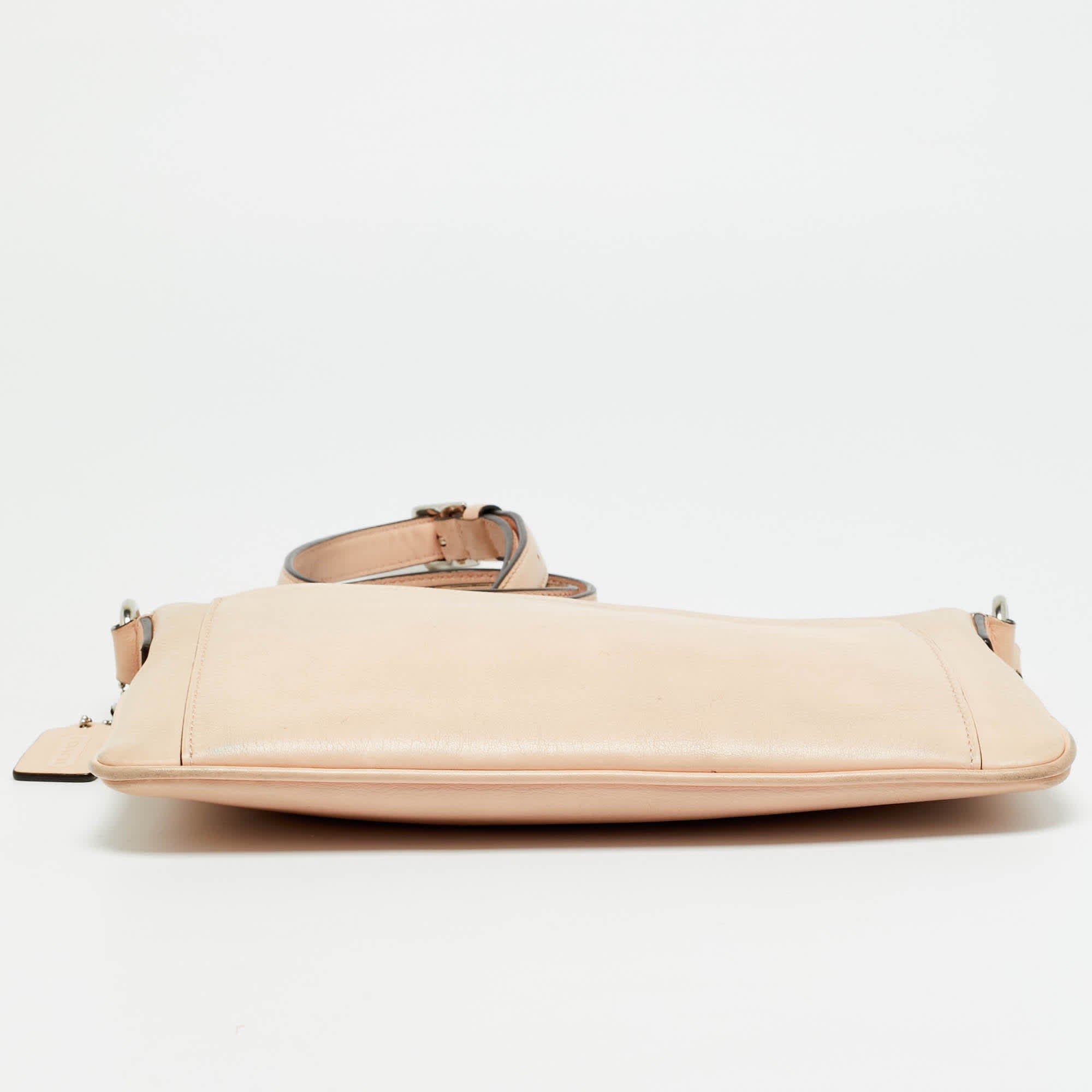 Coach Front Pocket Peach Leather Flat Crossbody Bag