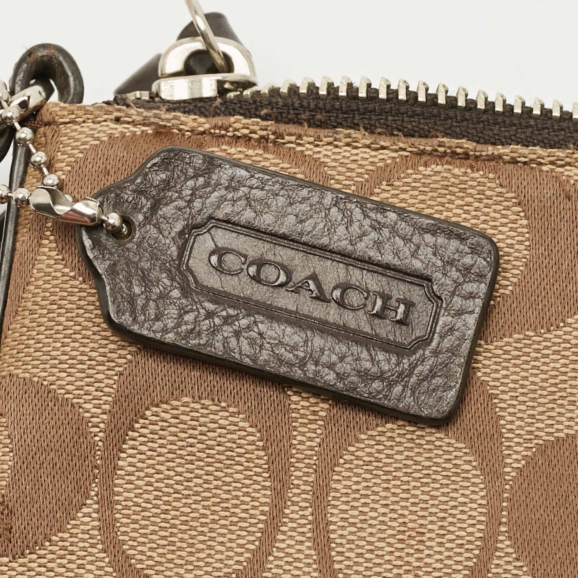 Coach Swingpack Dark Brown/beige Signature Canvas And Leather Crossbody Bag