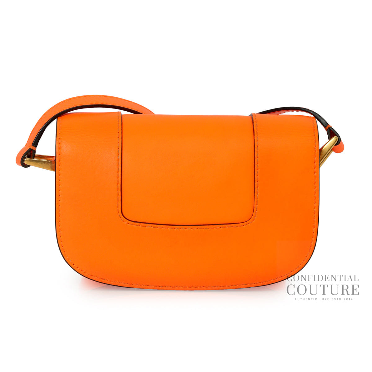 Valentino Neon Orange Leather Small Supervee Crossbody Bag