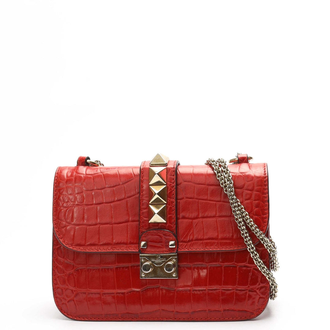 Valentino Alligator Glam Lock Crossbody Bag