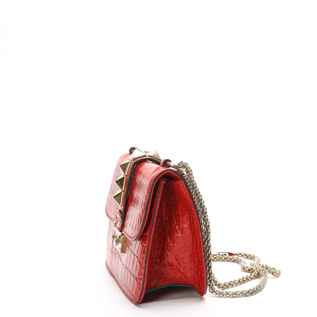 Valentino Alligator Glam Lock Crossbody Bag