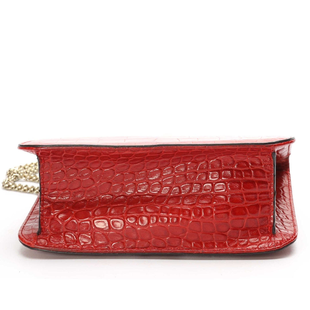 Valentino Alligator Glam Lock Crossbody Bag