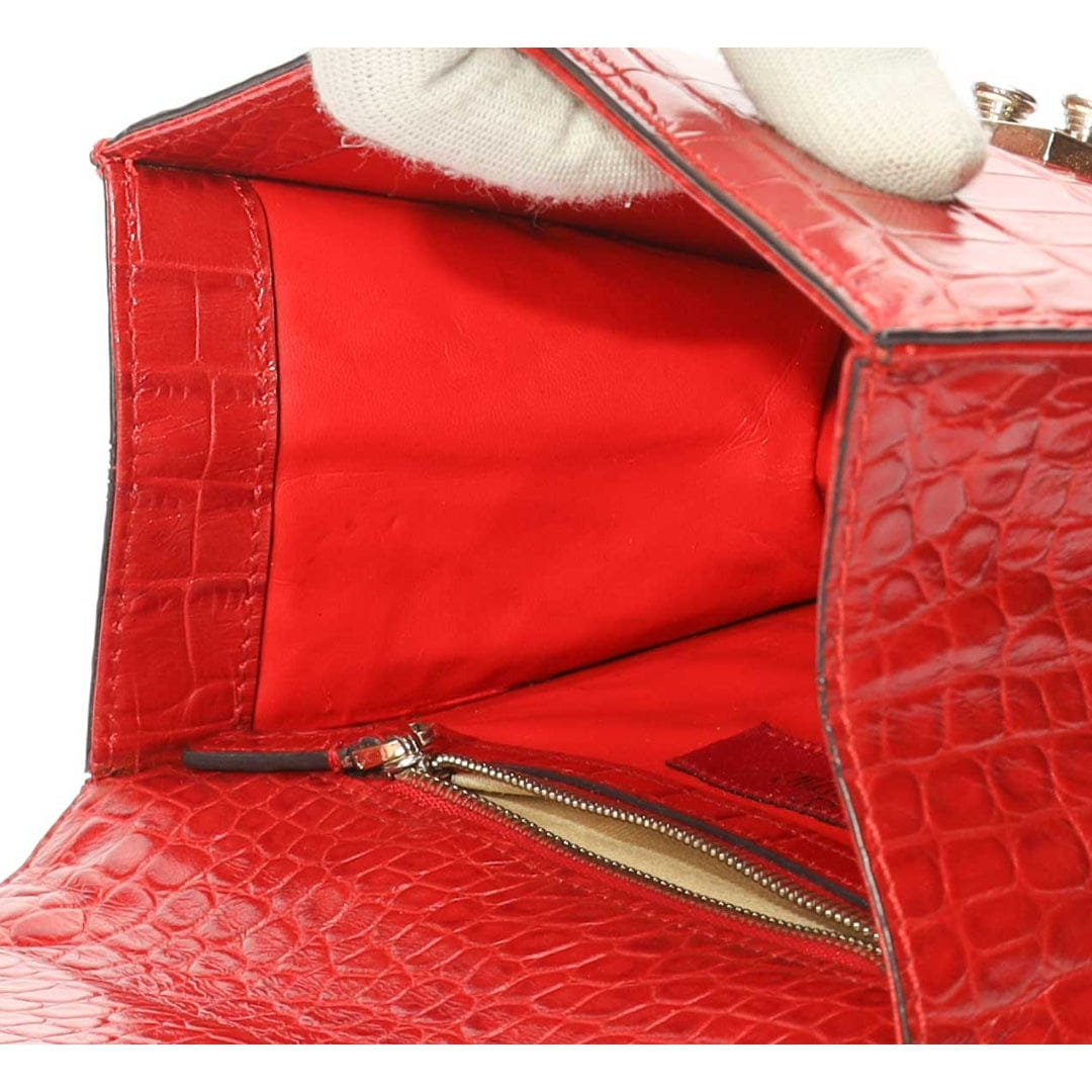 Valentino Alligator Glam Lock Crossbody Bag
