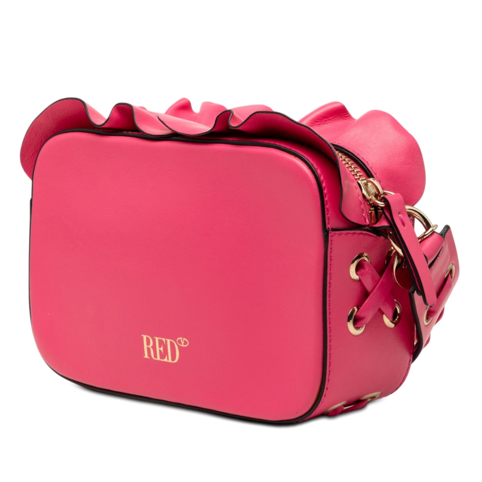 Valentino Leather Ruffle Trim Crossbody