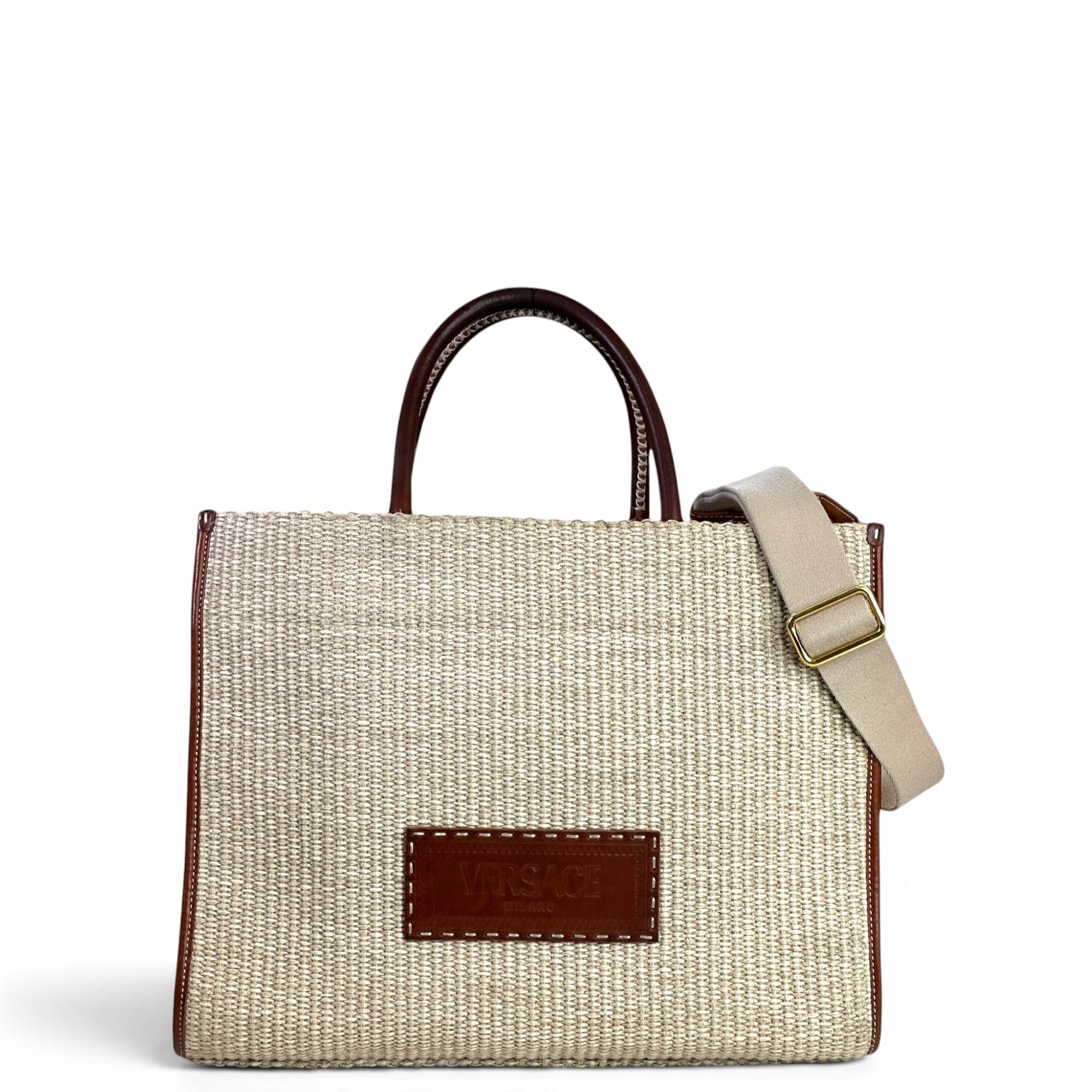 Versace Athena Rafia Tote Beige/Brown