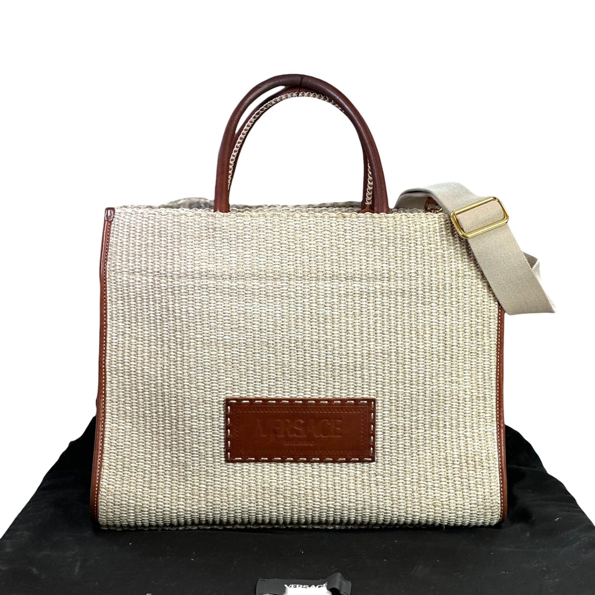 Versace Athena Rafia Tote Beige/Brown