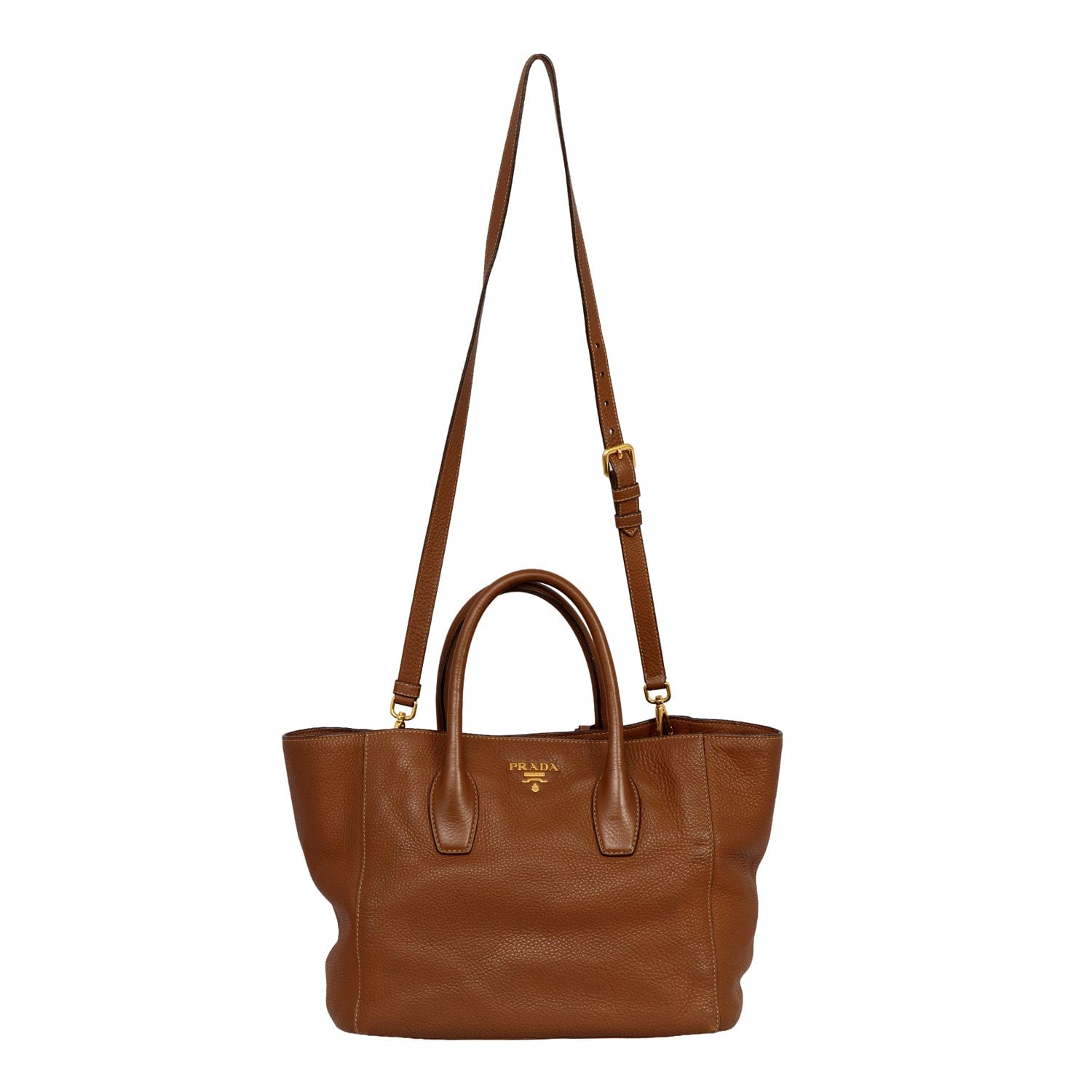 PRADA BRUCIATO VITELLO DAINO LEATHER TOTE BAG