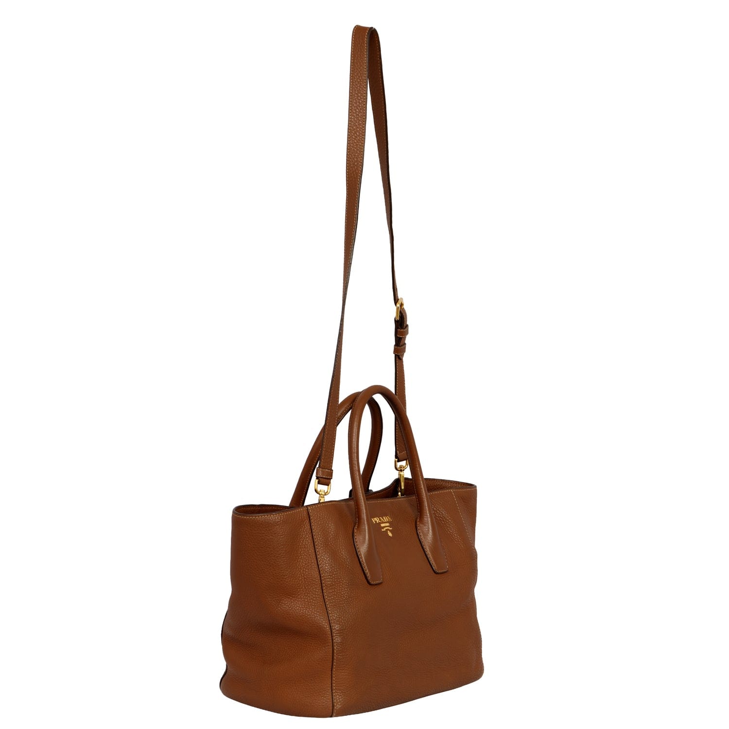 PRADA BRUCIATO VITELLO DAINO LEATHER TOTE BAG