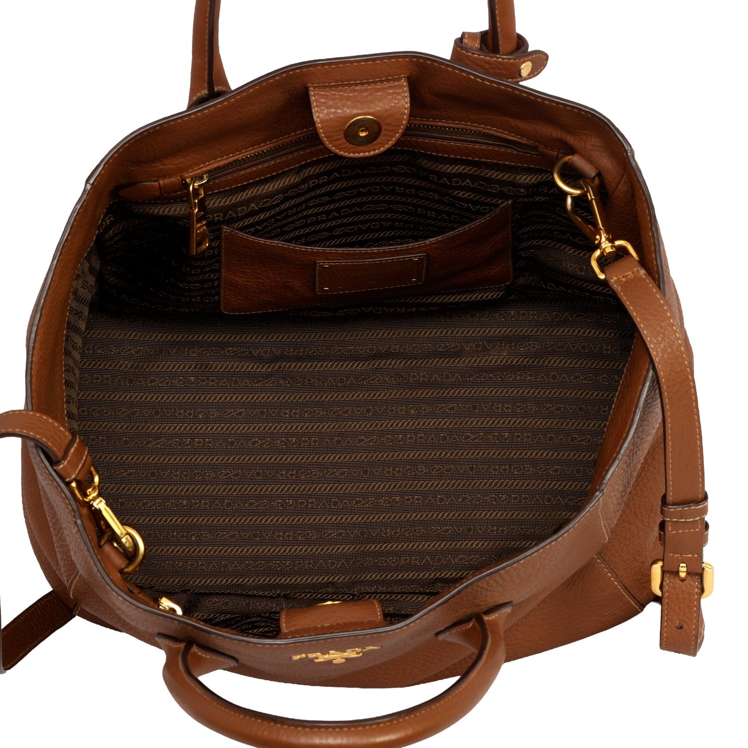 PRADA BRUCIATO VITELLO DAINO LEATHER TOTE BAG