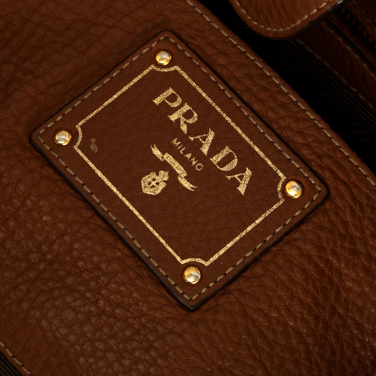 PRADA BRUCIATO VITELLO DAINO LEATHER TOTE BAG