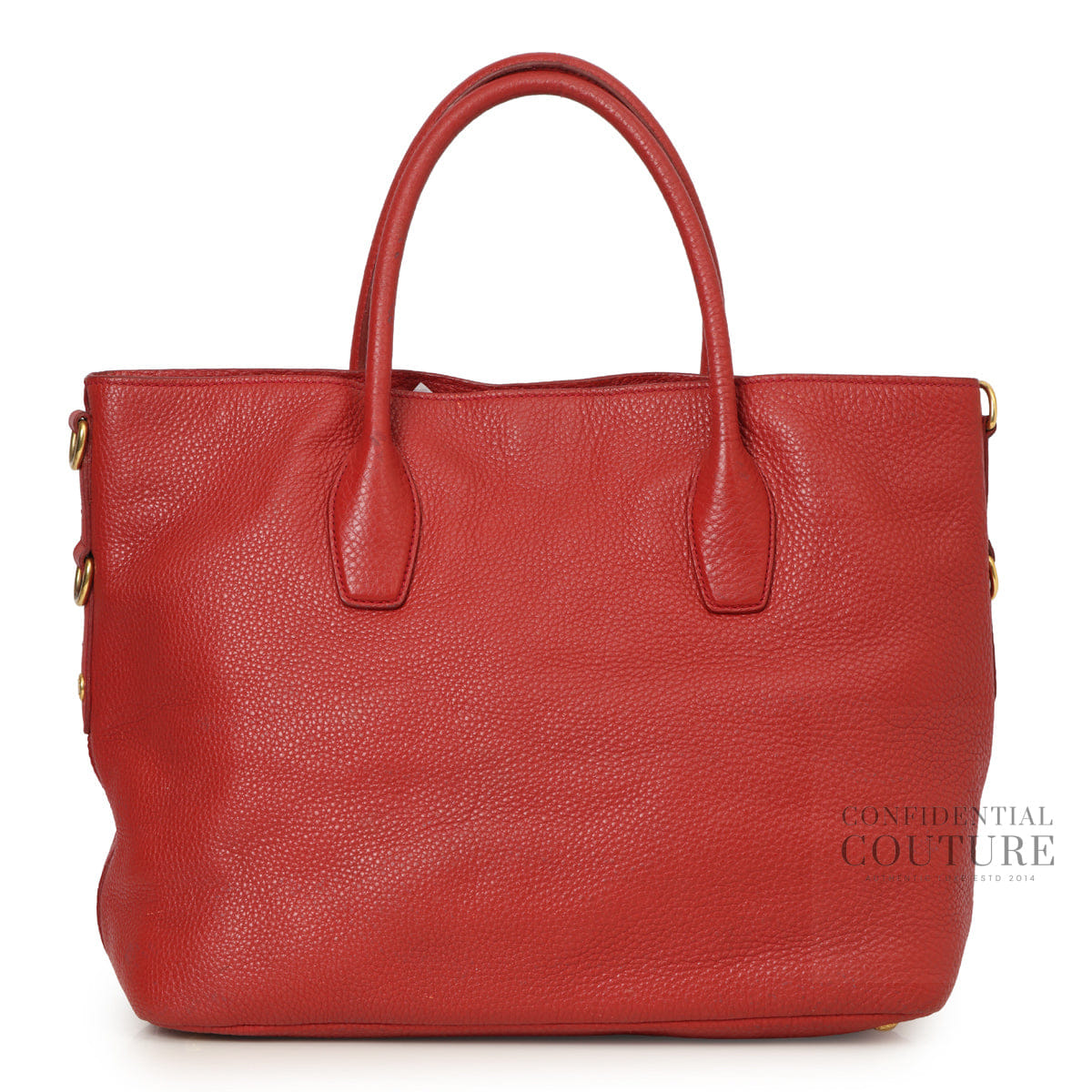 Prada Red Pebbled Leather Vitelo Daino Tote Bag
