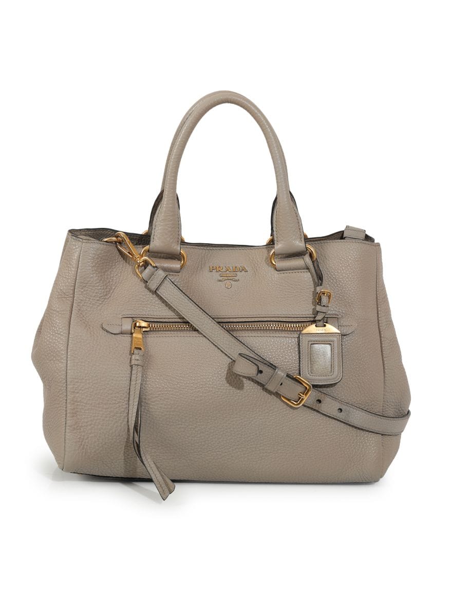 Prada Vitello Daino Front Zip Convertible Tote Medium