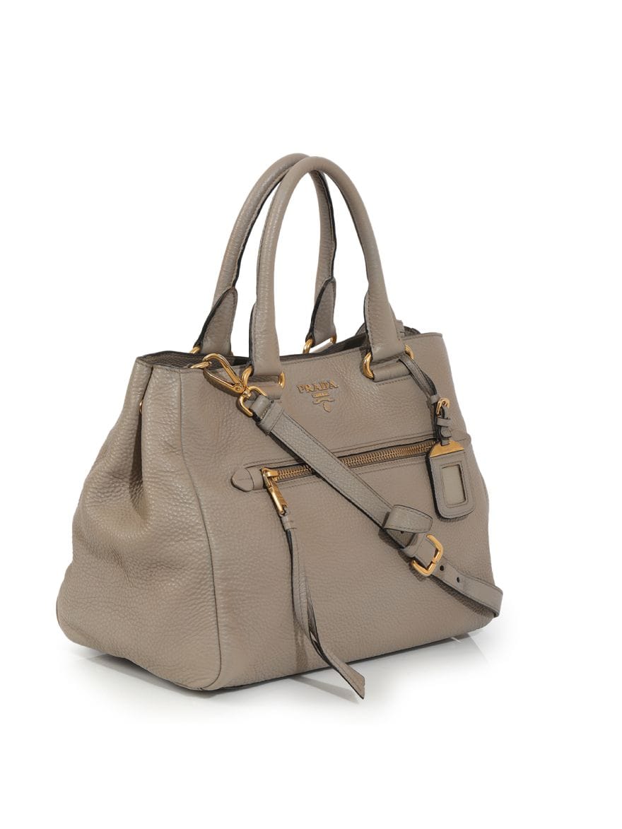 Prada Vitello Daino Front Zip Convertible Tote Medium
