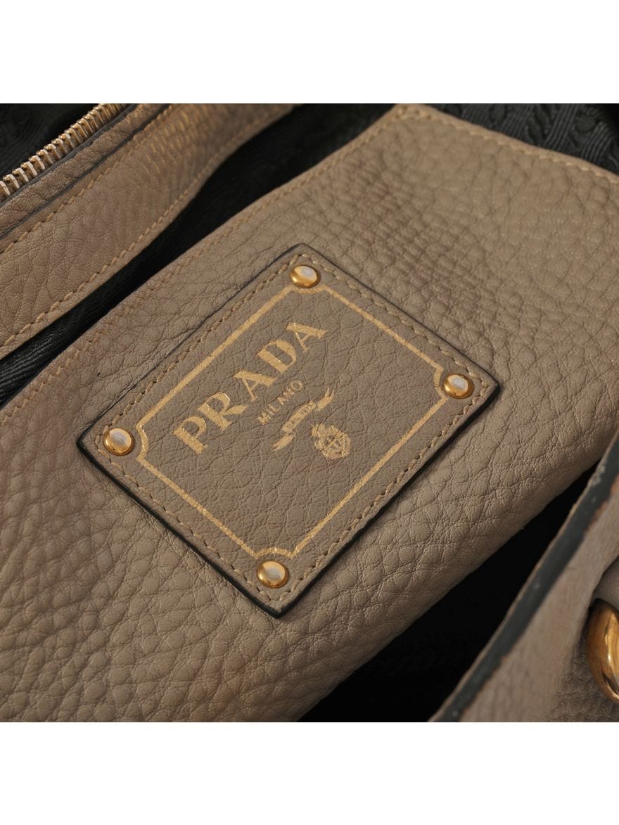 Prada Vitello Daino Front Zip Convertible Tote Medium