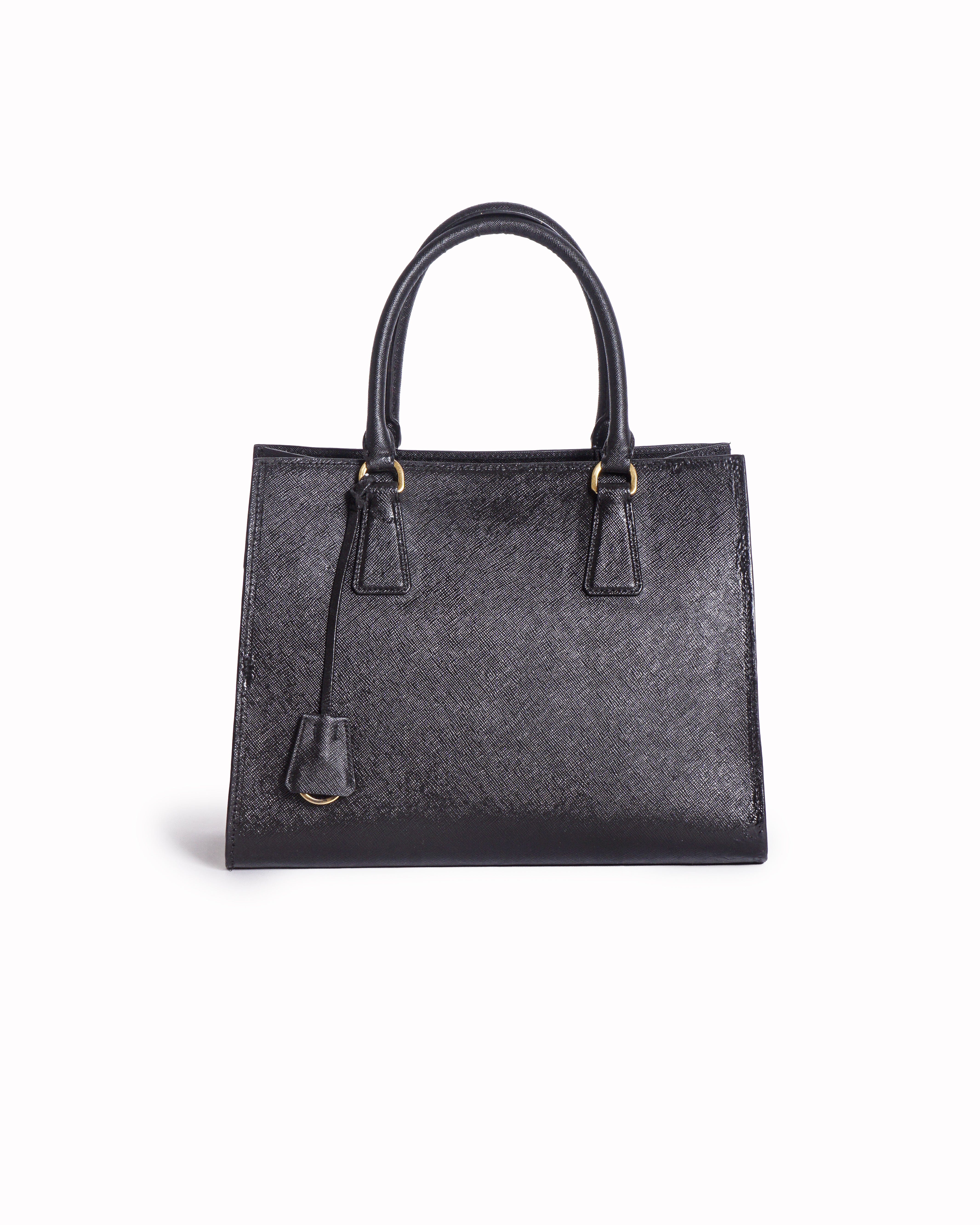 Prada black saffiano leather galleria tote bag