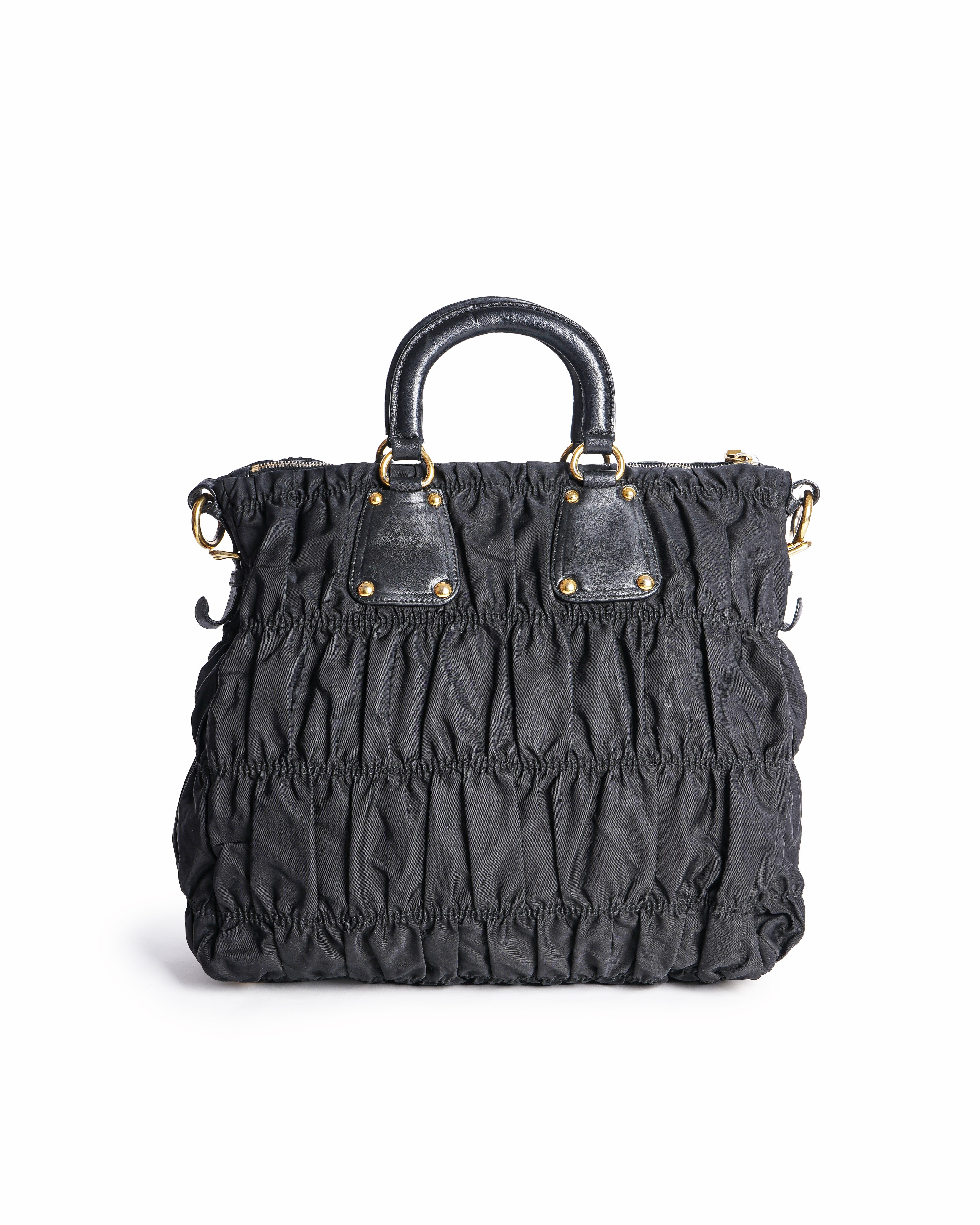 Prada Black Nylon Tessuto Gaufre Tote