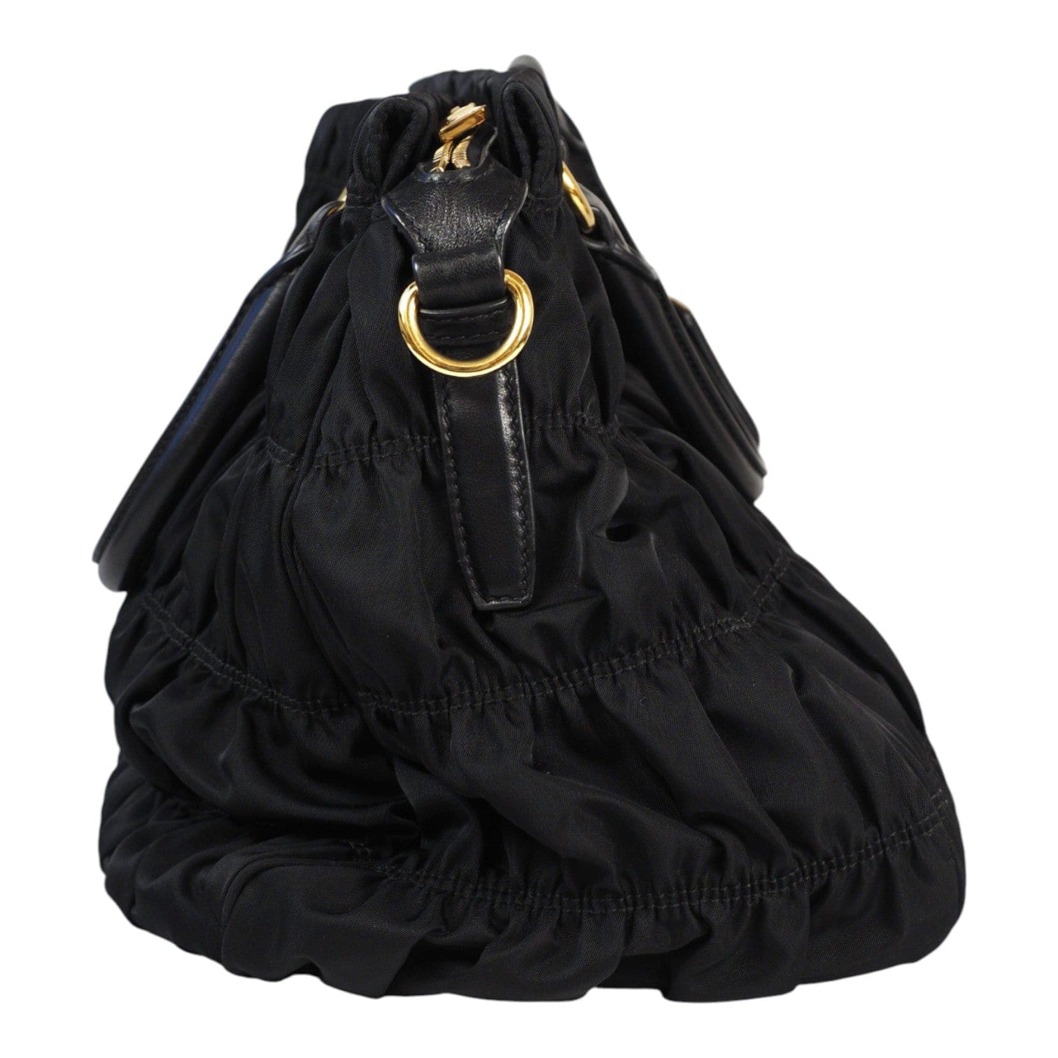 Prada Gaufre Nylon Handbag Black Bag with Strap