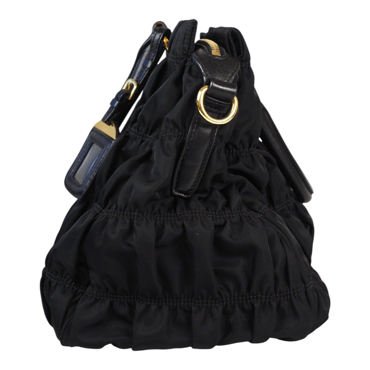 Prada Gaufre Nylon Handbag Black Bag with Strap