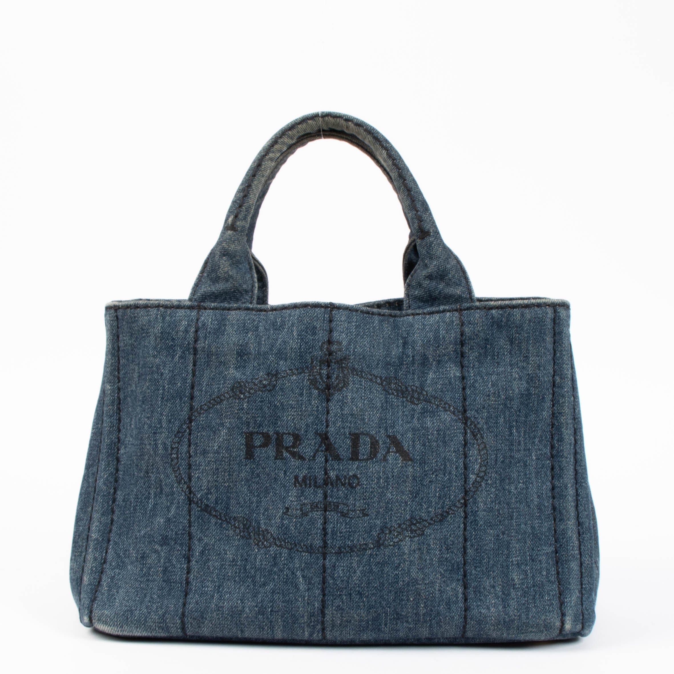 Prada Denim Canapa Small Tote Bag