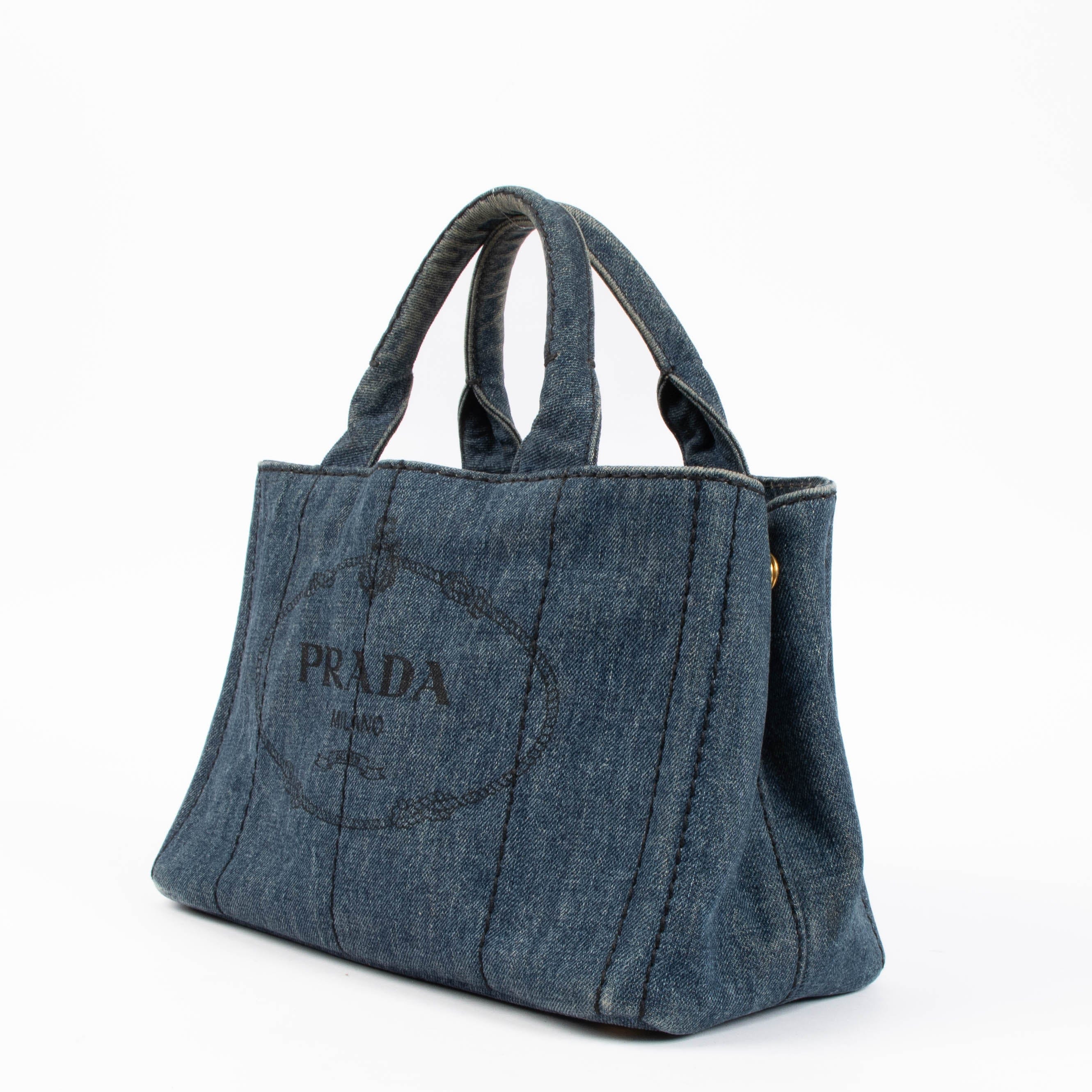 Prada Denim Canapa Small Tote Bag