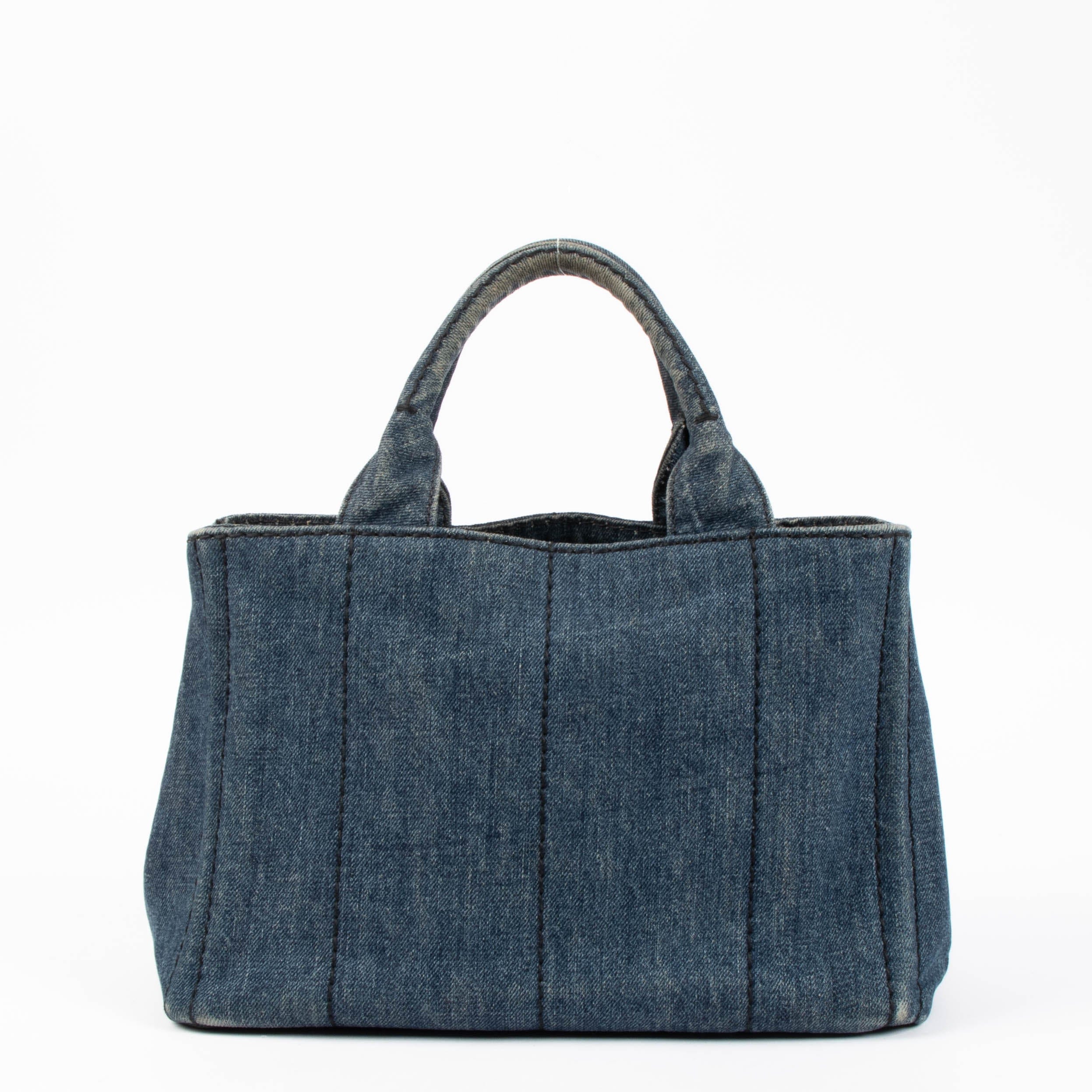 Prada Denim Canapa Small Tote Bag