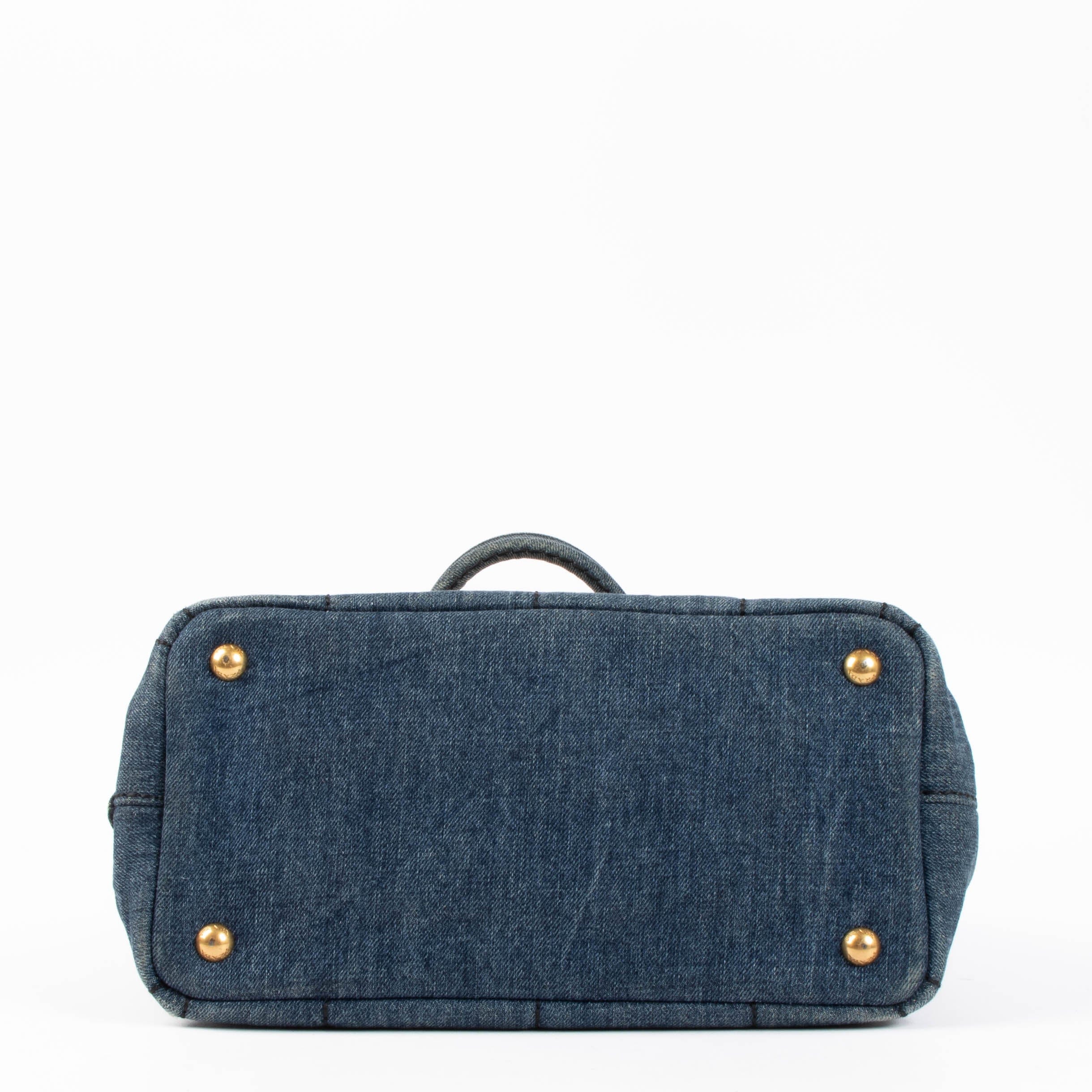 Prada Denim Canapa Small Tote Bag