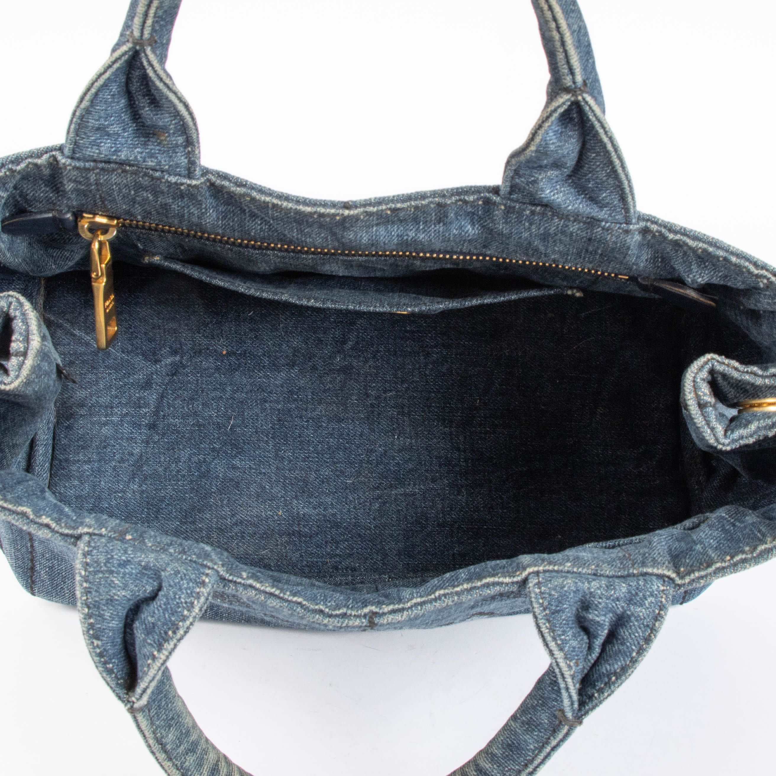 Prada Denim Canapa Small Tote Bag