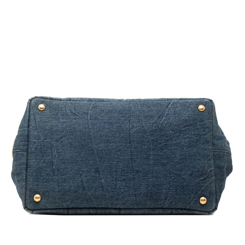 Prada Large Denim Canapa Logo Tote