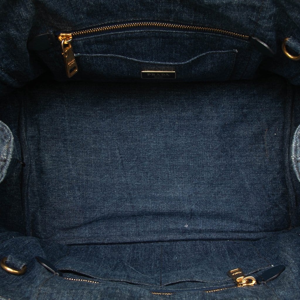 Prada Large Denim Canapa Logo Tote