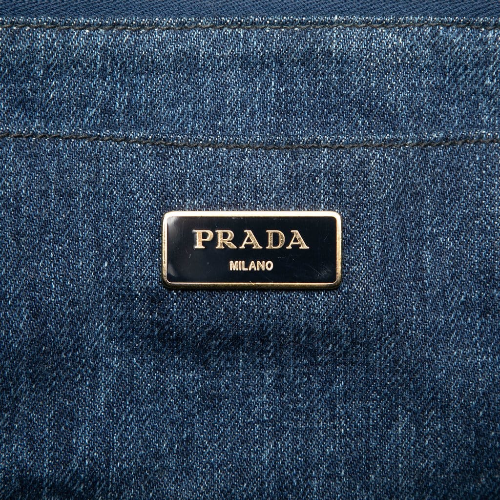 Prada Large Denim Canapa Logo Tote