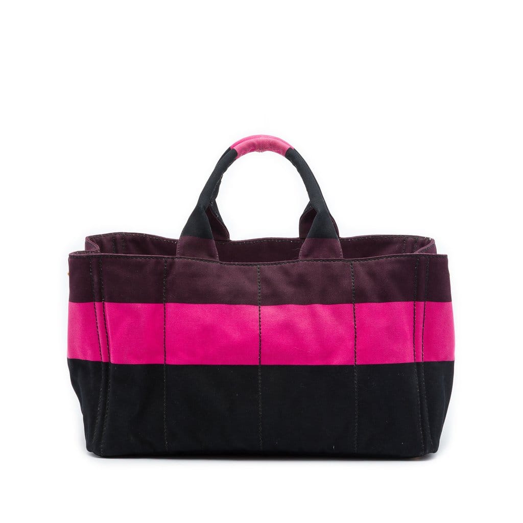 Prada Large Striped Canvas Canapa Tote
