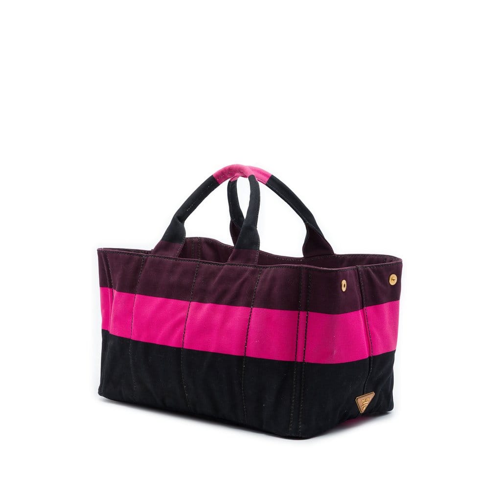 Prada Large Striped Canvas Canapa Tote