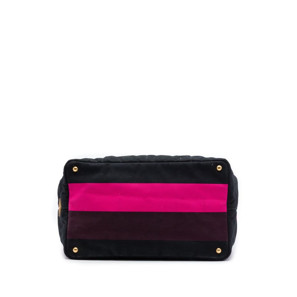 Prada Large Striped Canvas Canapa Tote