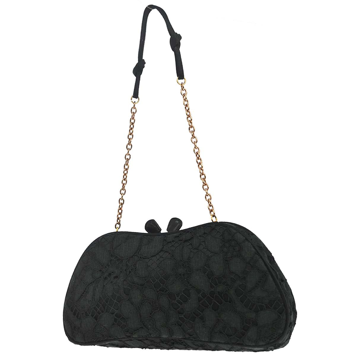 Prada Black Satin Lace Chain Handbag